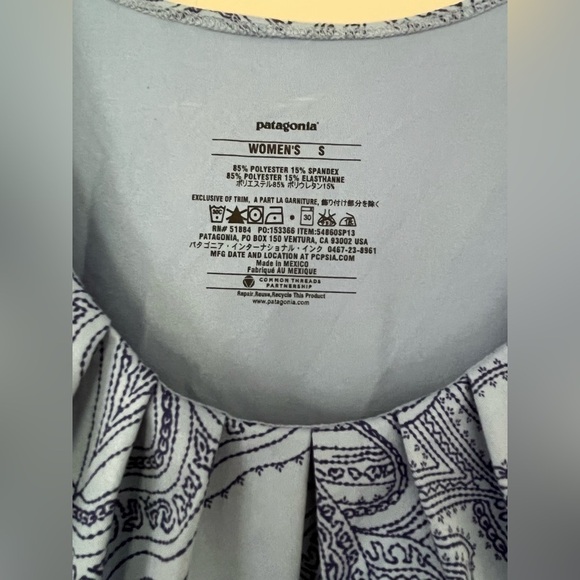 Patagonia Blue Tank Top Patterned Blouse Size Small - Picture 3 of 3